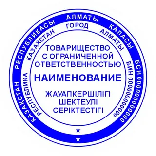 Образец круглой печати №15: белая надпись на внешнем синем кольце