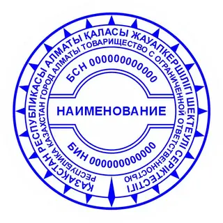 Образец круглой печати №28: двойная центральная рамка с горизонтальной полосой